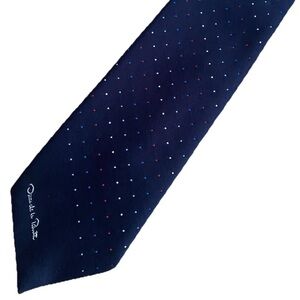 Oscar de la Renta America Blue Polka Dot Silk Men's Tie